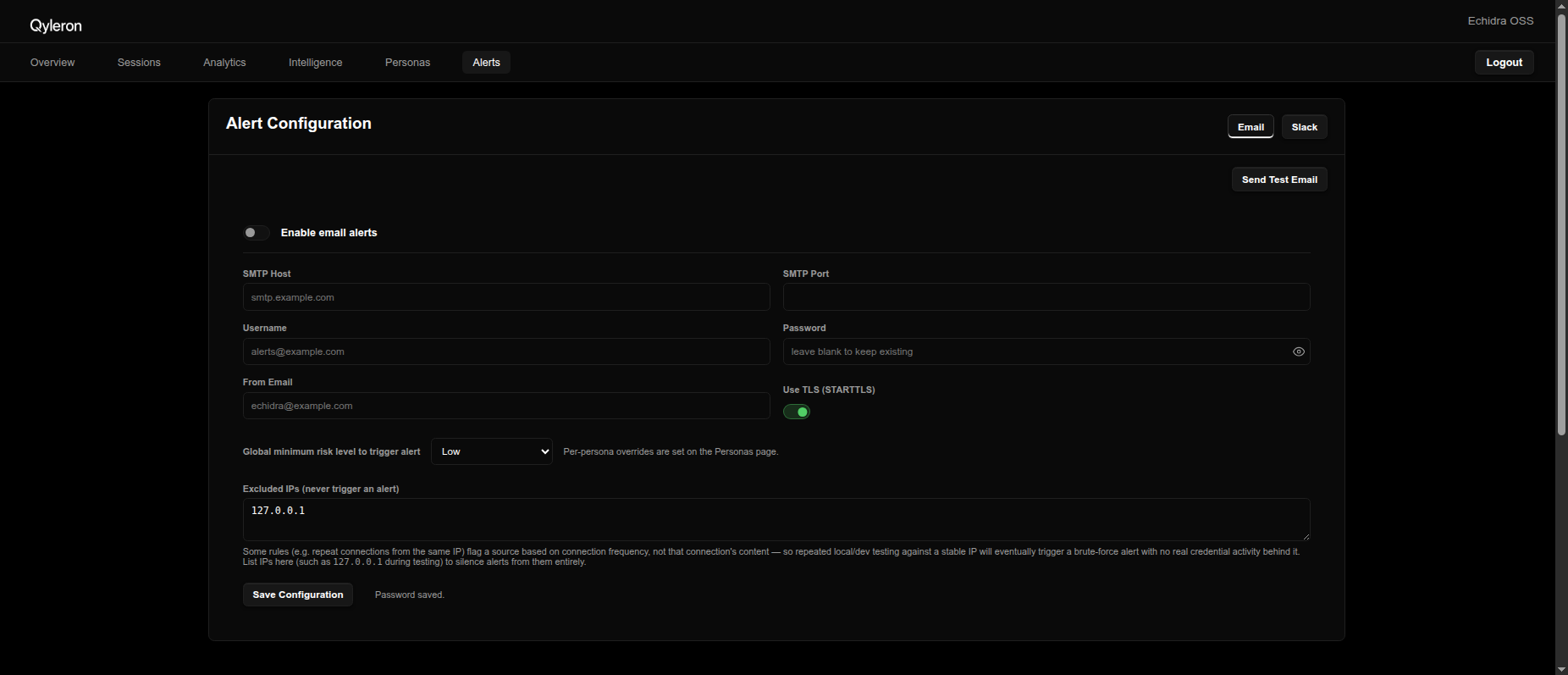 Screenshot: Alerts page